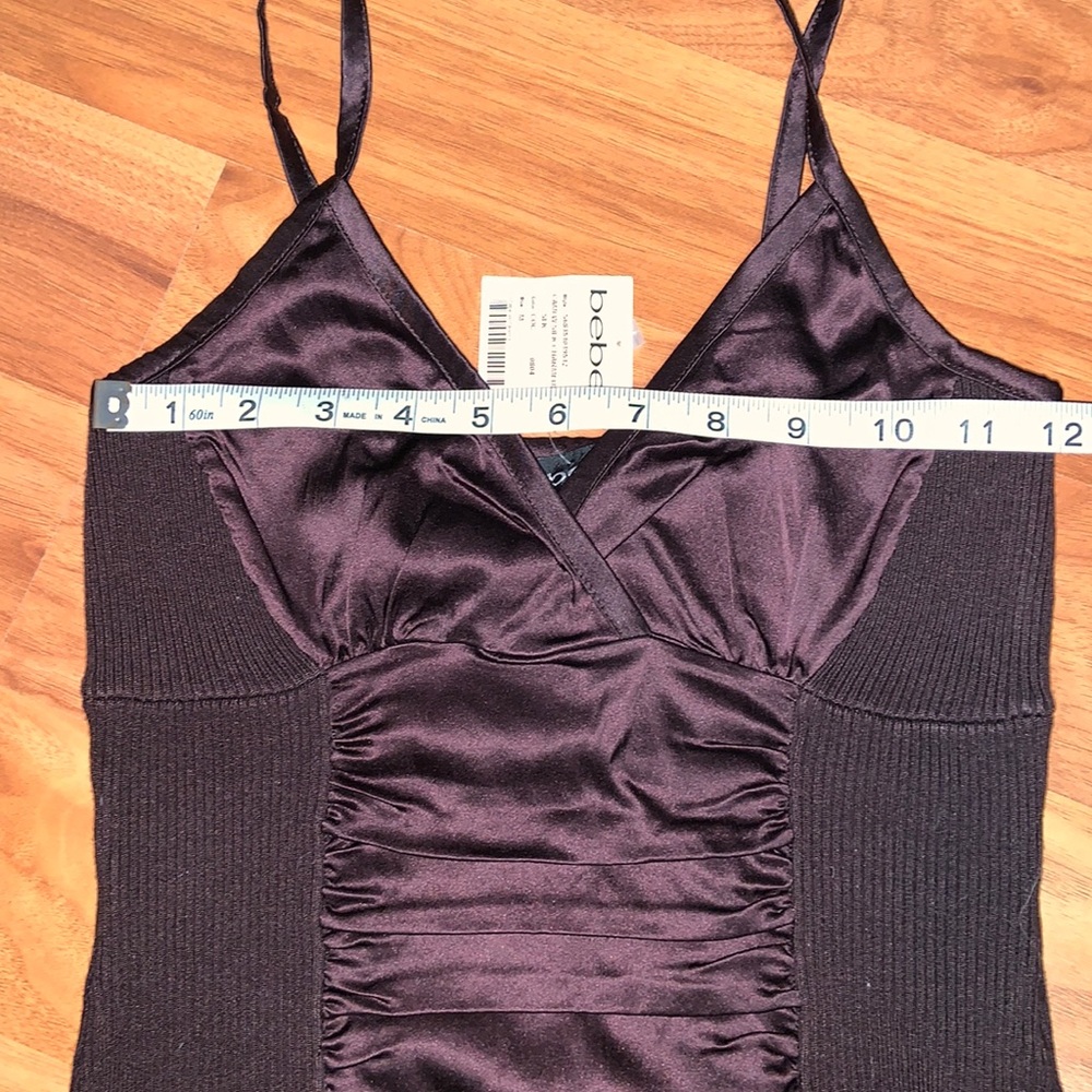 NWT bebe Ruched Silk Charmeuse Sweater Camisole - Picture 3 of 6